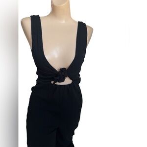 Love Tree Black Cut Out Tied Jumpsuit